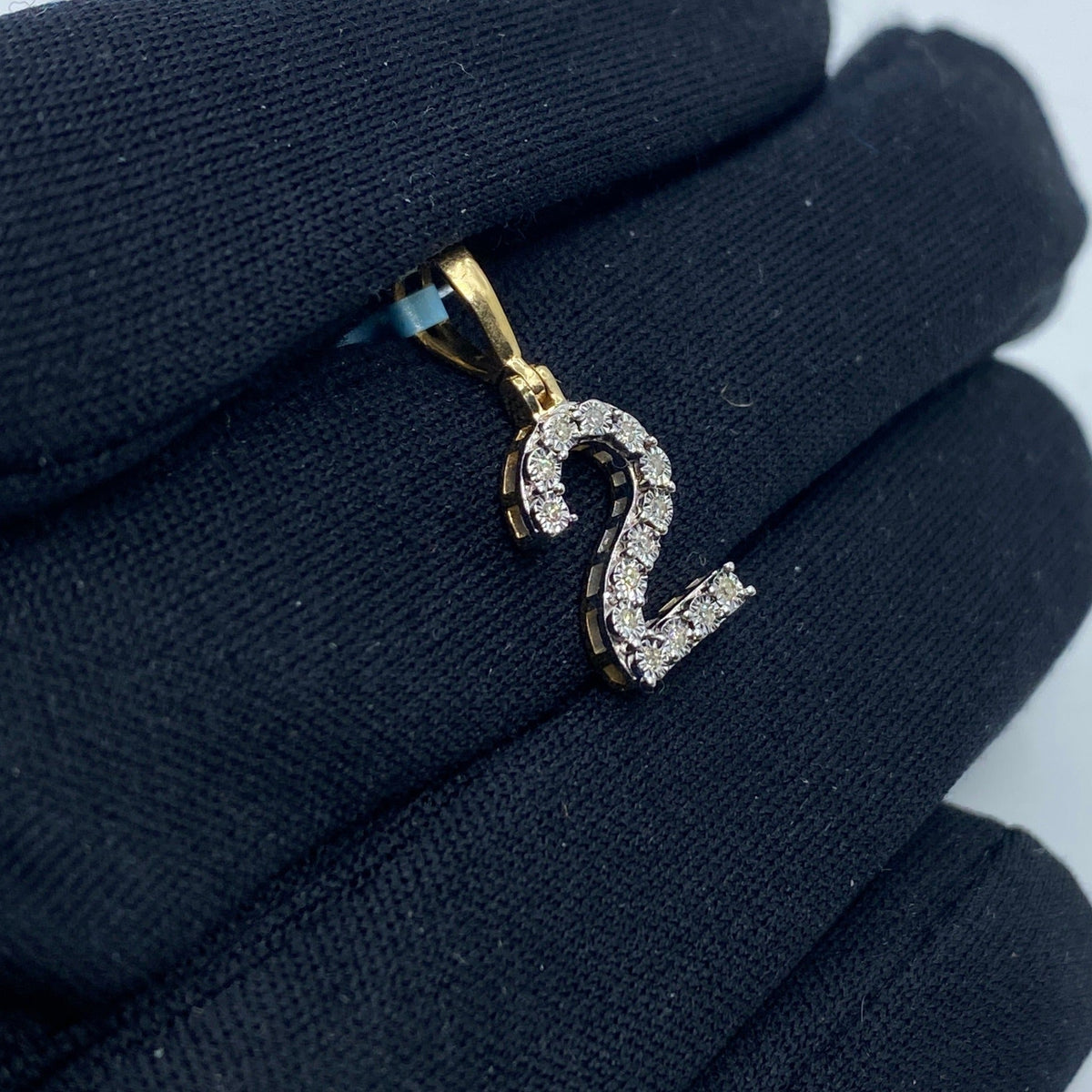 14K Gold Number 2 Diamond Pendant - additional product view 3