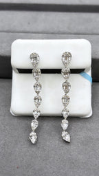 14K Gold Bridal Small Graduated Baguette Tear Drop Diamond Earrings - additional product view 3