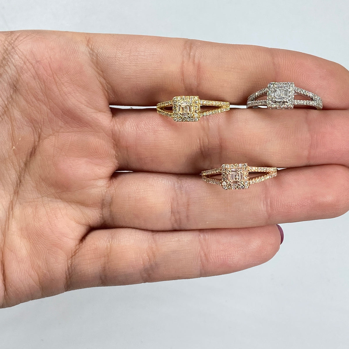 14K Gold Baguette Diamond Square Engagement Ring - additional product view 2