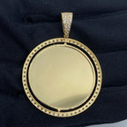 14K Gold Spinning Circle Picture Photo CZ Pendant - additional product view 4