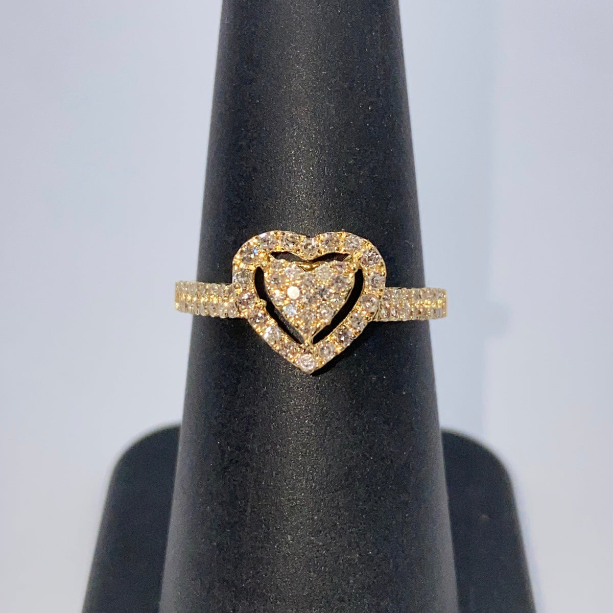 14K Gold Rare Heart Halo Diamond Ring - additional product view 8