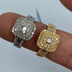 14K Gold Square Diamond with Baguette Center Engagement Ring - additional product view 4