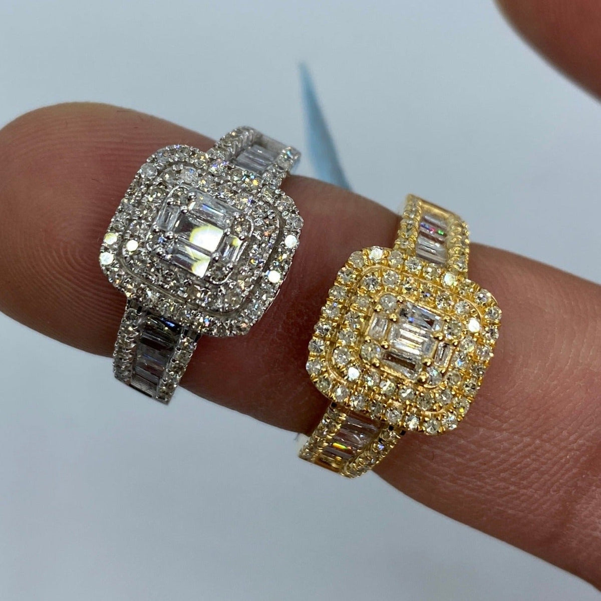 14K Gold Square Diamond with Baguette Center Engagement Ring - additional product view 4