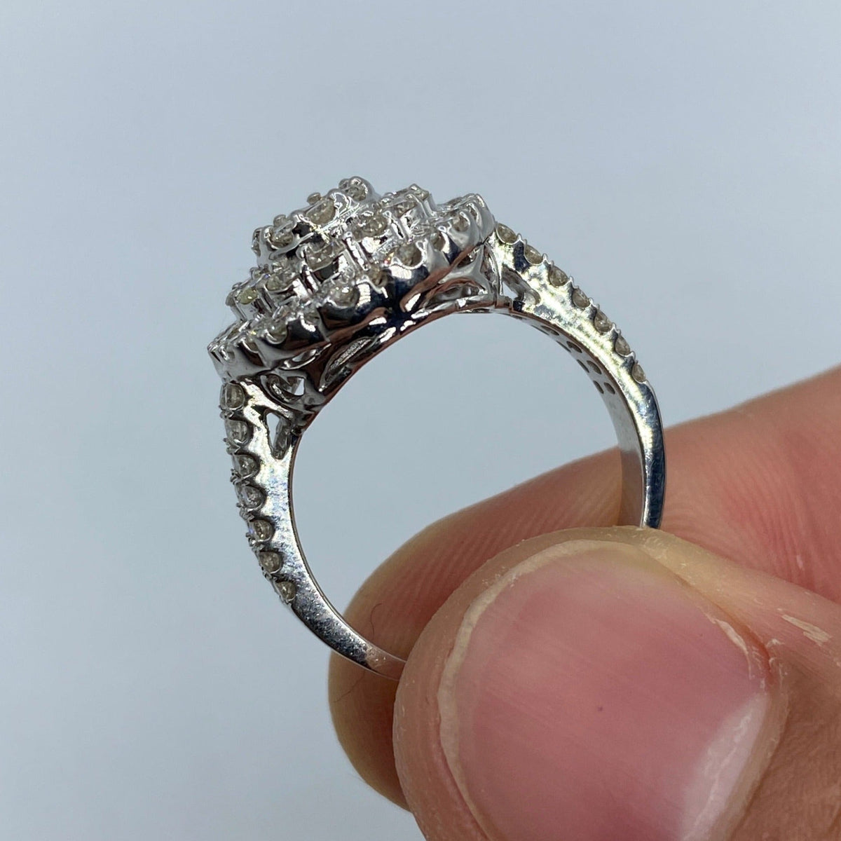 14K White Gold Circle Diamond Engagement Ring - additional product view 6
