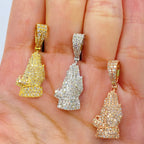 10K Gold Bless Up Praying Hands Diamond Pendant - additional product view 2