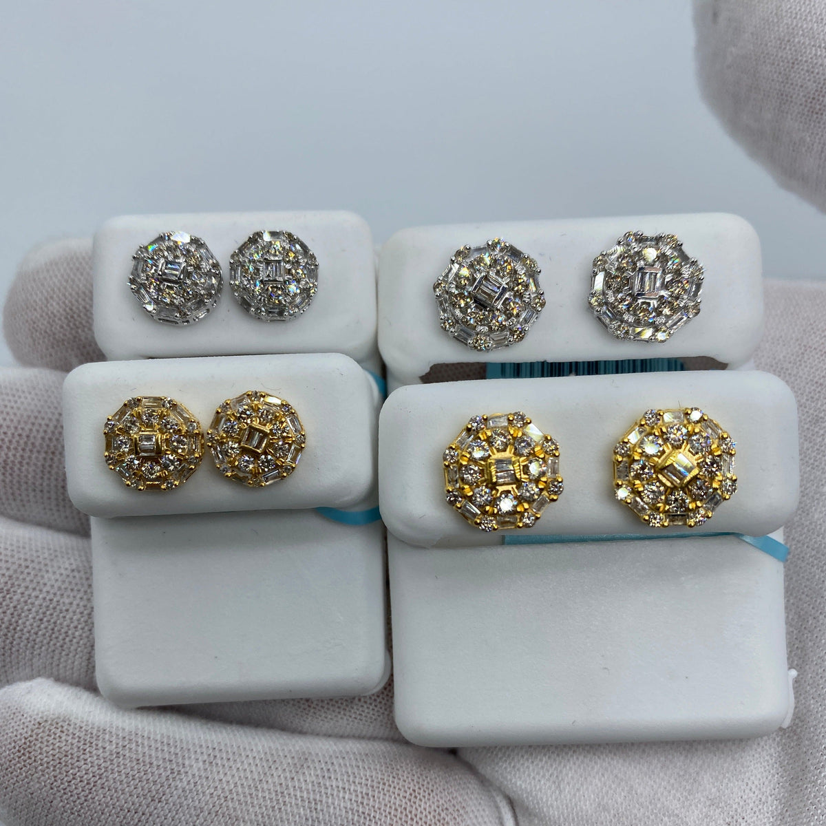 14K Gold Jumbo Regal Circle Diamond Baguette Earrings - additional product view 2