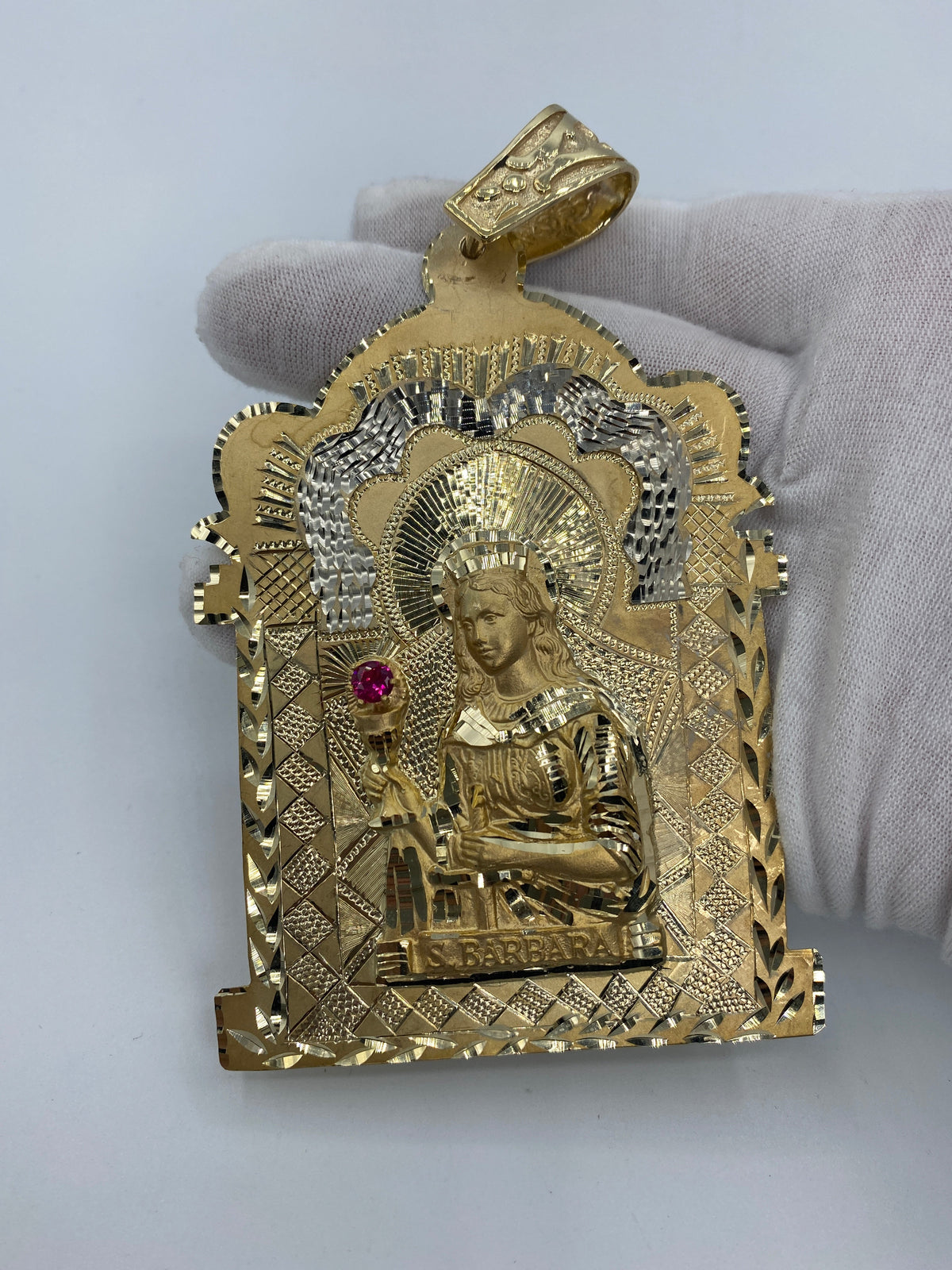 10K Gold Saint Barbara Pendant - 4.5 in - additional product view 2