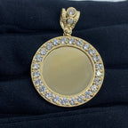 14K Gold Circle Picture Photo CZ Pendant - additional product view 2