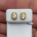 14K Gold Rounded Rectangle Diamond Baguette Earrings 0.75 Ct in yellow gold - close-up product photo