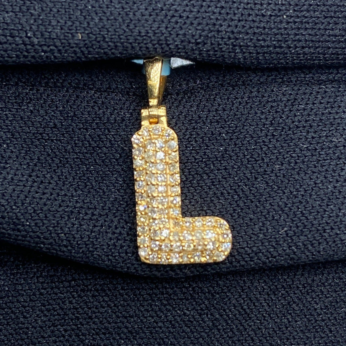 14K Gold Initial L Bubble Diamond Pendant - additional product view 2