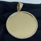 10K Gold Circle Picture Photo CZ Pendant - additional product view 2