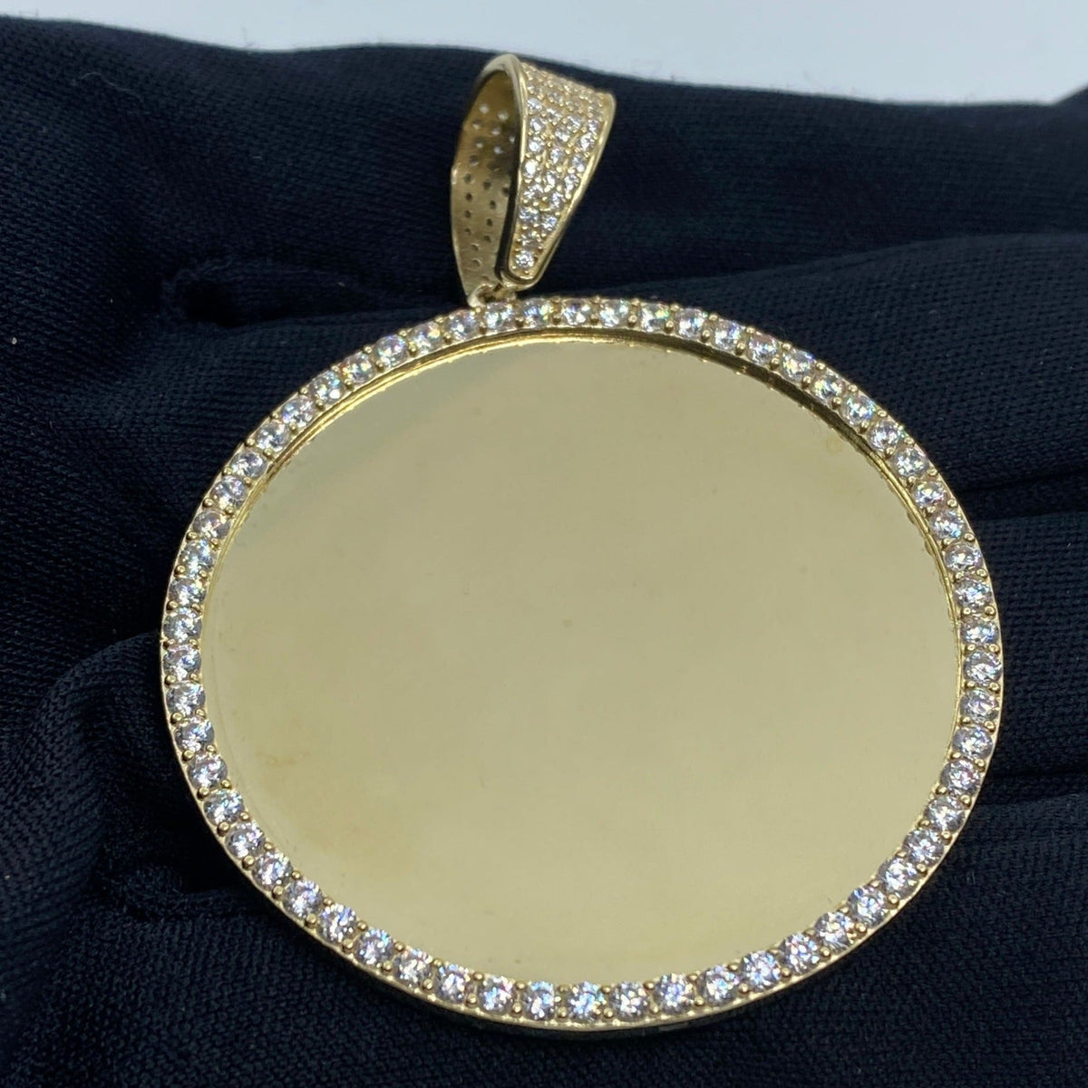 10K Gold Circle Picture Photo CZ Pendant - additional product view 2