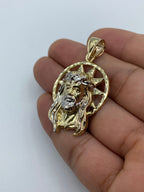 14K Gold Jesus Head with Halo Pendant 2.0 in - additional product view 4