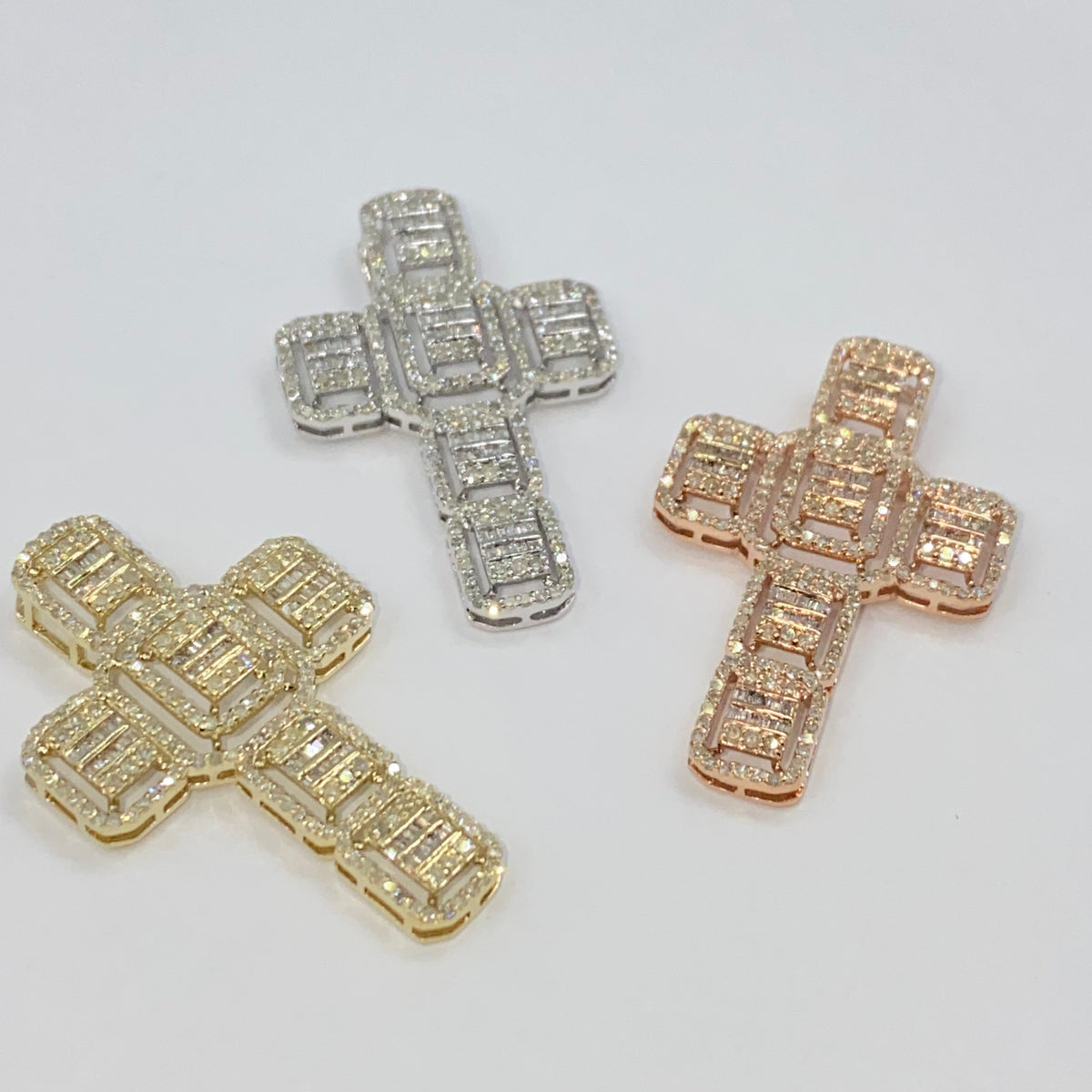 10K Gold Diamond Baguette Cross Pendant - additional product view 9