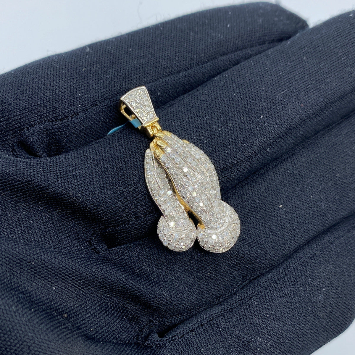 14K Gold Praying Hands Diamond Pendant - additional product view 3