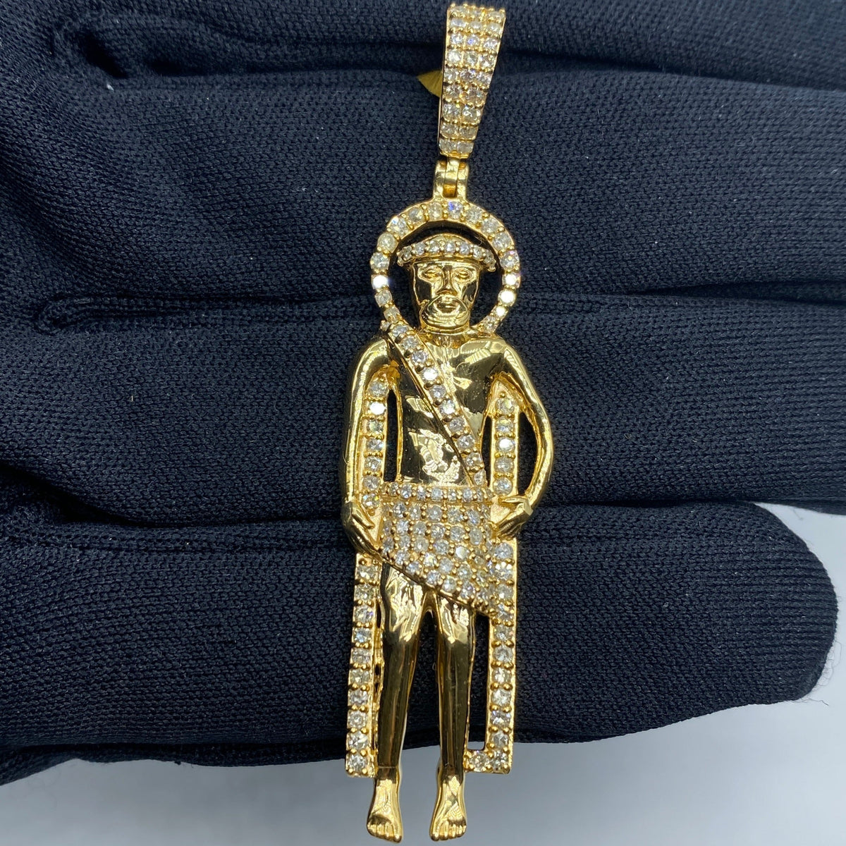 10K Gold Saint Lazarus Diamond Pendant 2.2 in - additional product view 2