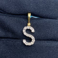 14K Gold Single Stone Initial S Diamond Pendant, Small - close-up product photo