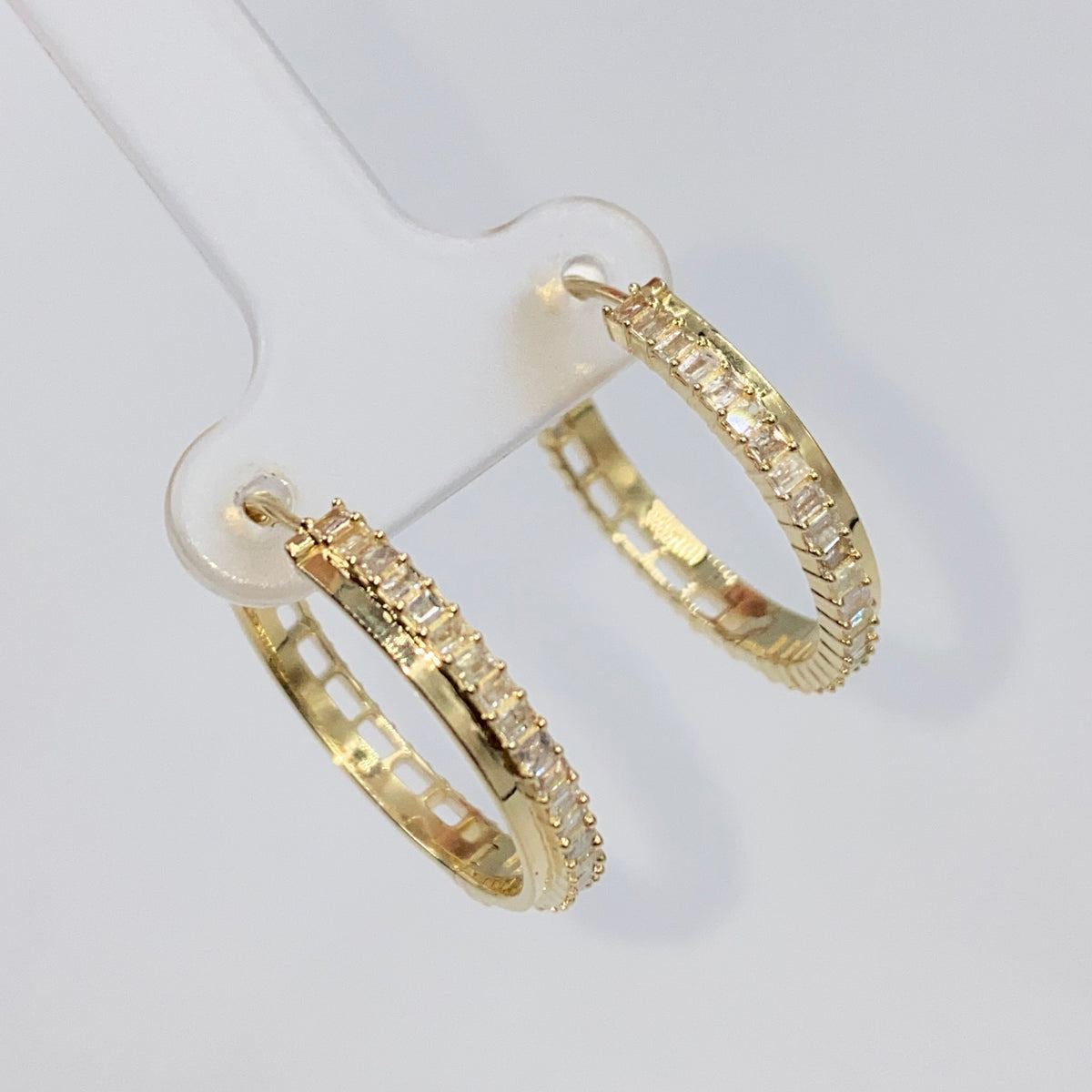 14K Gold Kendal Diamond Baguette Hoop Earrings - additional product view 3
