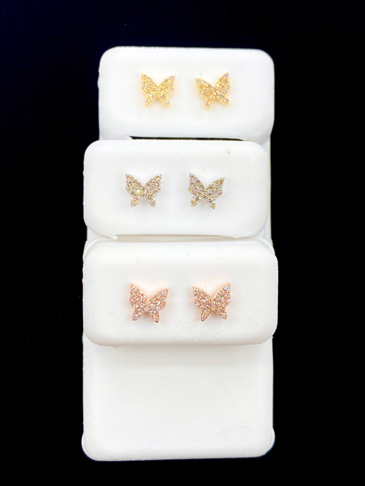 10K Gold Butterfly Diamond Earrings - additional product view 2
