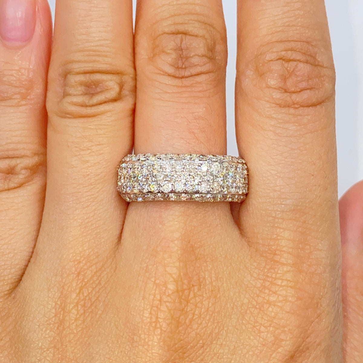14K Gold 8mm Iced Diamond Band Ring - additional product view 3