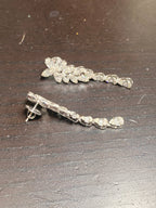 14K Gold Bridal Flower Baguette Hanging Diamond Earrings - additional product view 5