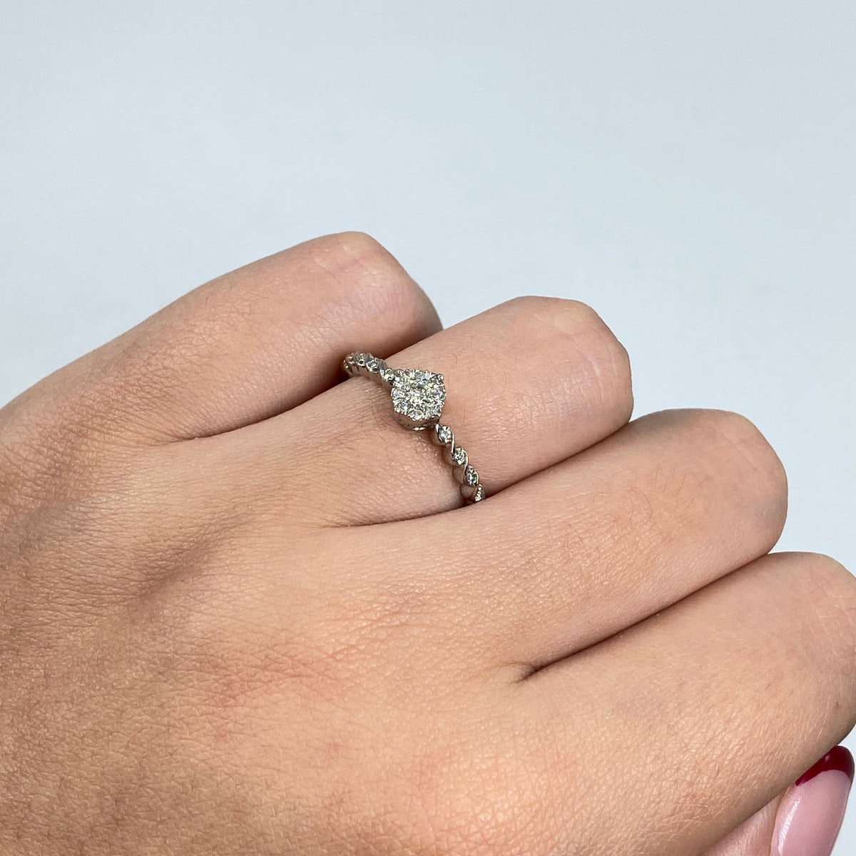 14K Gold Diamond Eternal Engagement Ring in white gold - close-up product photo