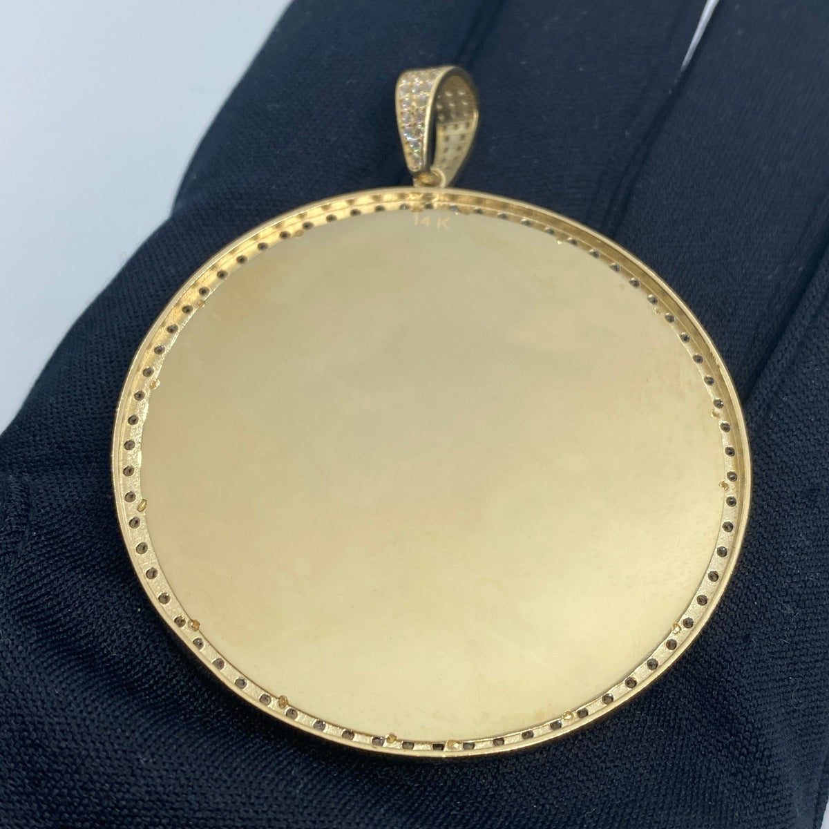 14K Gold Round Picture Photo CZ Pendant - additional product view 3