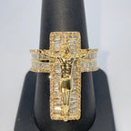 10K Gold Crucify Cross Diamond Baguette Ring - additional product view 6