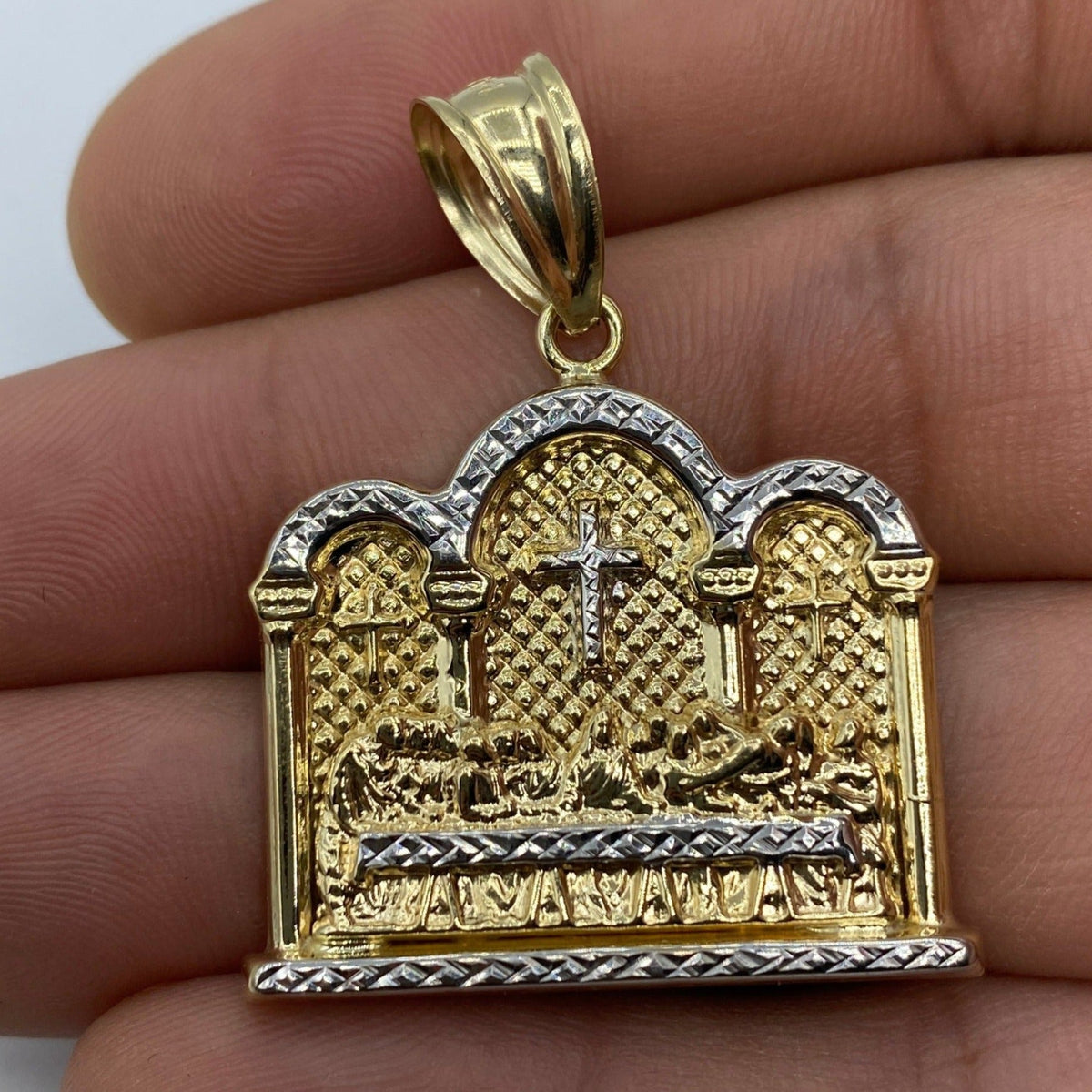 14K Gold Last Supper Cathedral Pendant - additional product view 2
