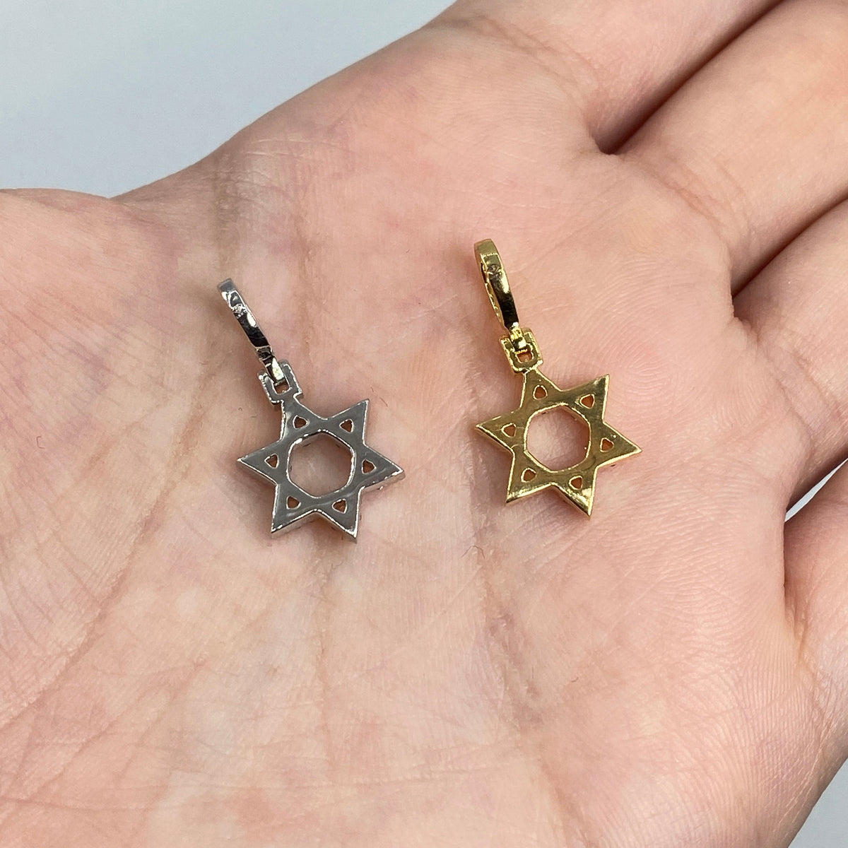 14K Gold Star of David Diamond Pendant - additional product view 5