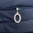 14K Gold Single Stone Initial O Diamond Pendant, Small - close-up product photo