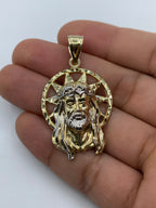 14K Gold Jesus Head with Halo Pendant 2.0 in - additional product view 2