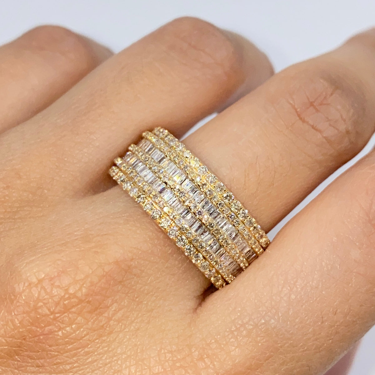 14K Gold Hercules Diamond Baguette Ring in yellow gold - close-up product photo