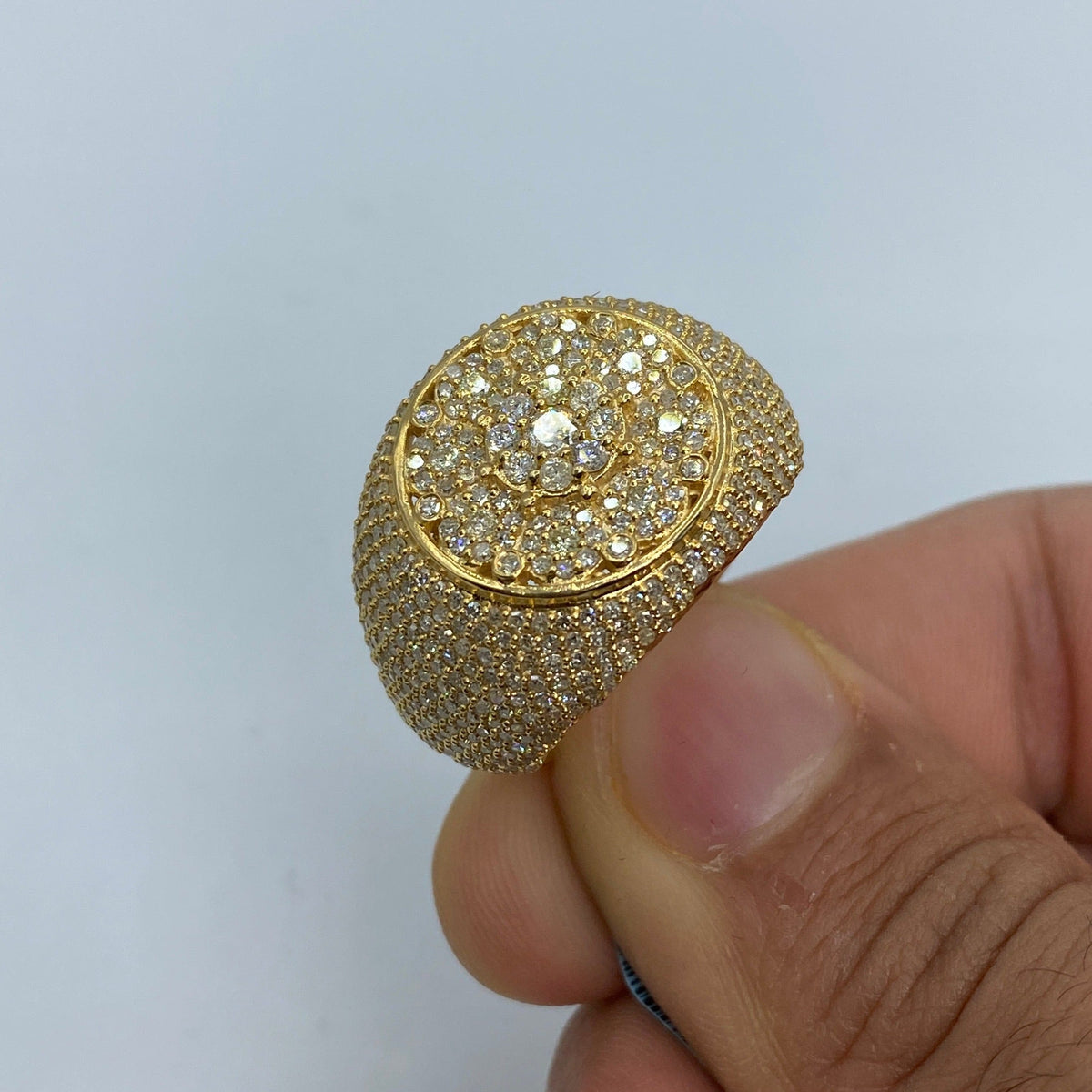 14K Gold Flower Diamond Dome Ring - additional product view 2