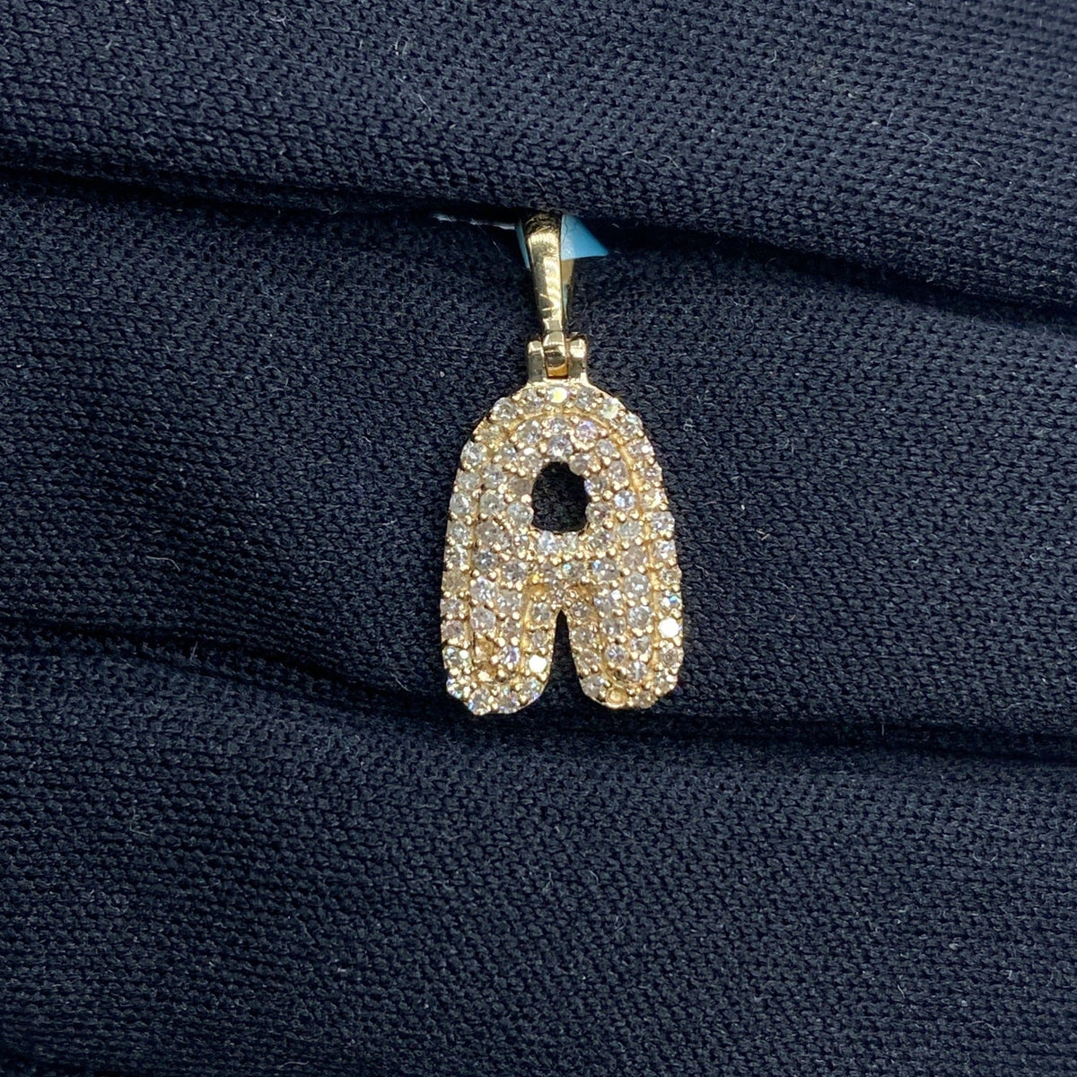 14K Gold Initial A Bubble Diamond Pendant - additional product view 2