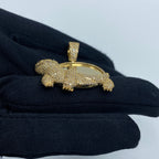 14K Gold Turtle Picture Photo Diamond Pendant - additional product view 4