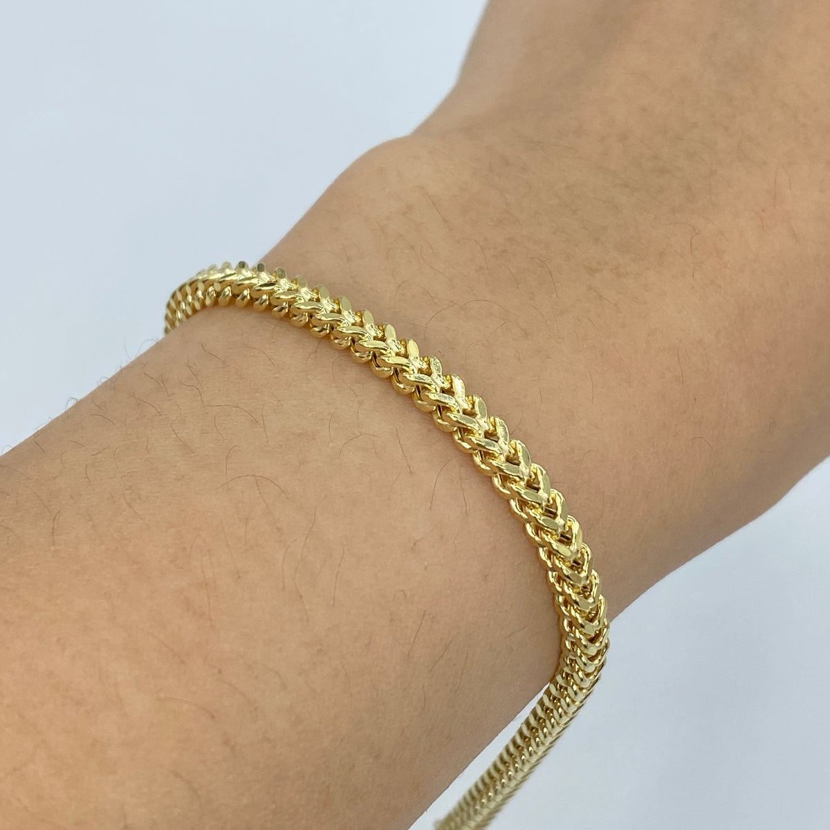 10K Gold Box Franco Link Anklet 10 in - additional product view 3