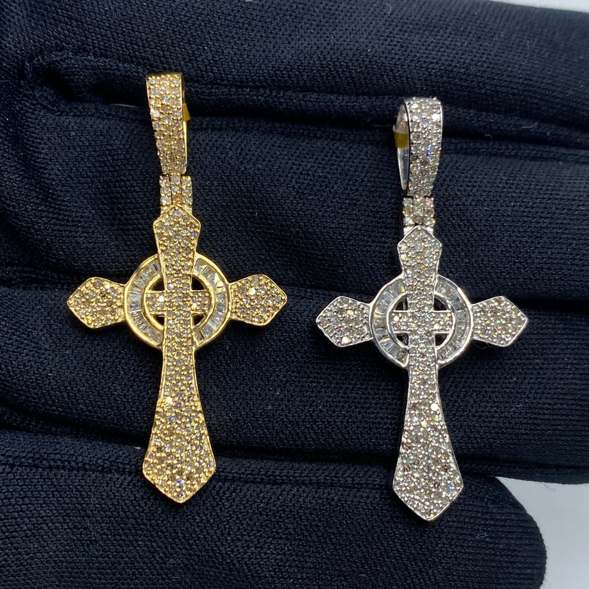 10K Gold Celtic Cross Diamond Baguette Pendant 1.2 Ct - main product photo