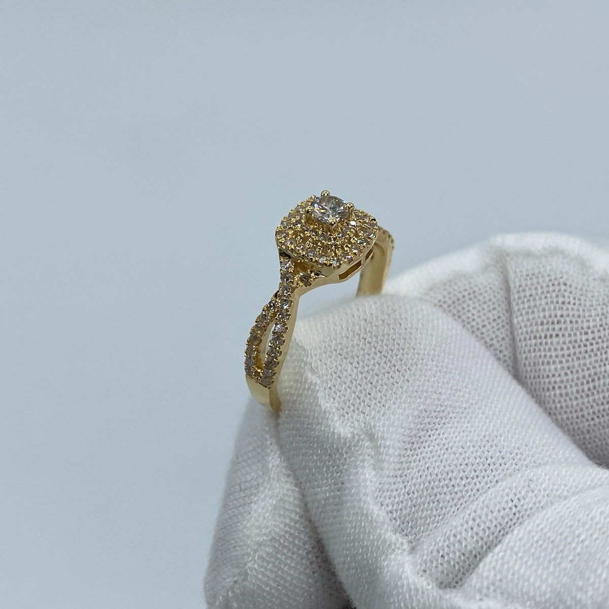 14K Yellow Gold Infinity Band Diamond Engagement Ring - additional product view 5