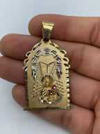 14K Gold Saint Barbara Medallion Pendant 2.0 in - additional product view 6