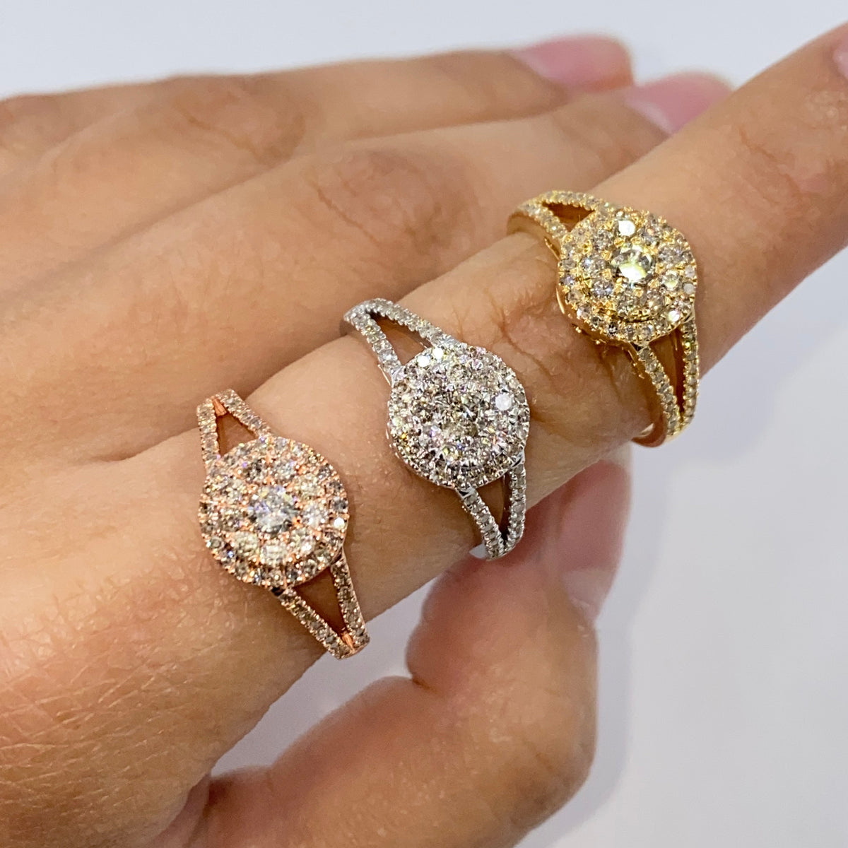 14K Gold Double Halo Circle Diamond Engagement Ring - additional product view 3