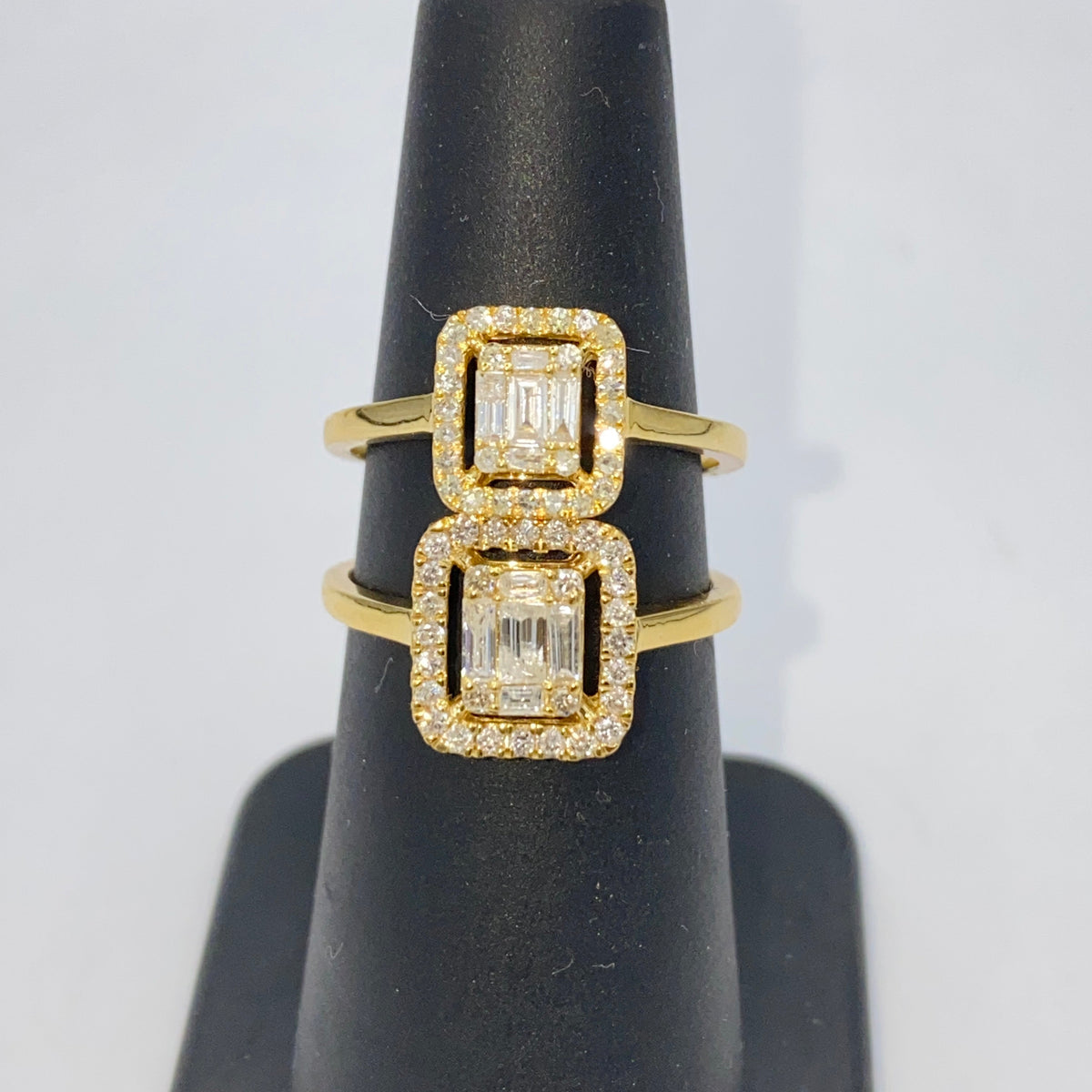 14K Gold Palace Square Halo Diamond Baguette Engagement Ring - additional product view 17