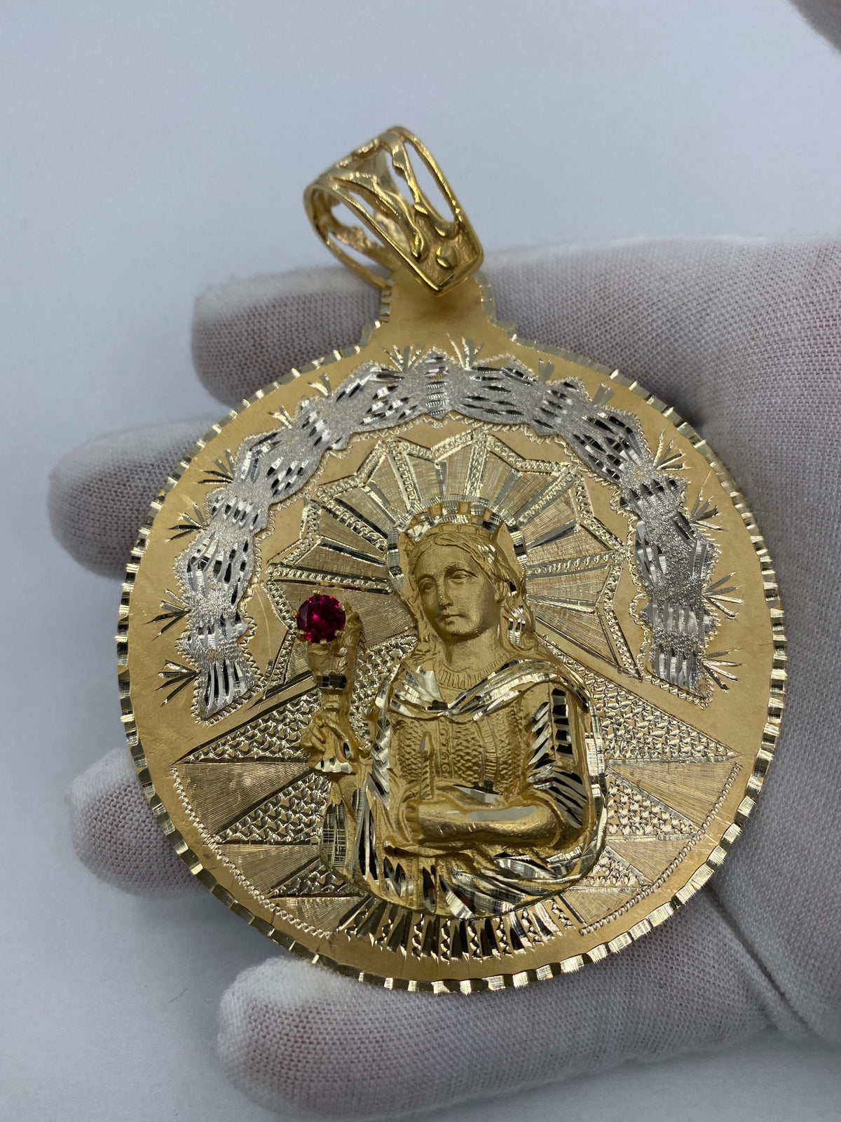 10K Gold Saint Barbara Pendant - 3.75 in - additional product view 2
