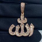 10K Rose Gold Allah Baguette Diamond Pendant - additional product view 2