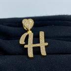 14K Gold Initial H Script Heart Diamond Pendant - additional product view 6