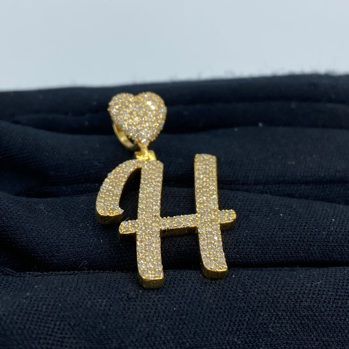 14K Gold Initial H Script Heart Diamond Pendant - additional product view 6