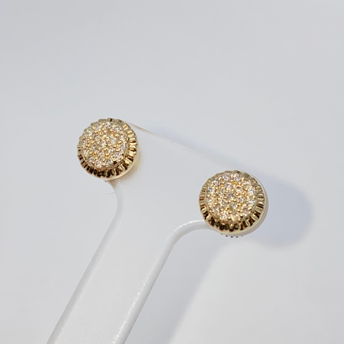 14K Gold 8mm Circle Diamond Earrings - additional product view 4