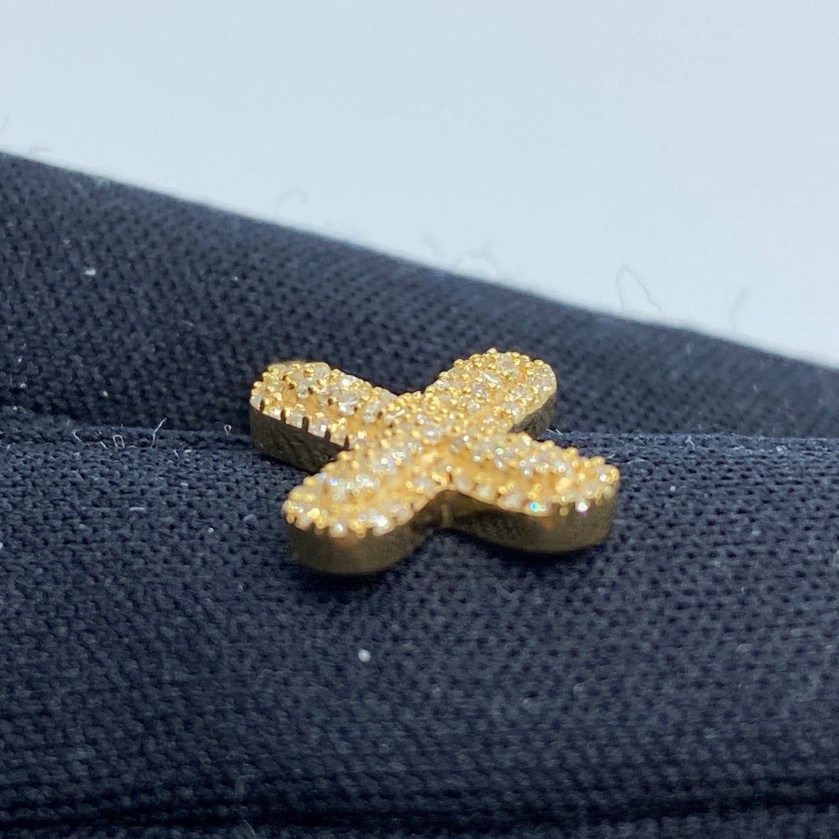 14K Gold Initial X Bubble Diamond Pendant - additional product view 4