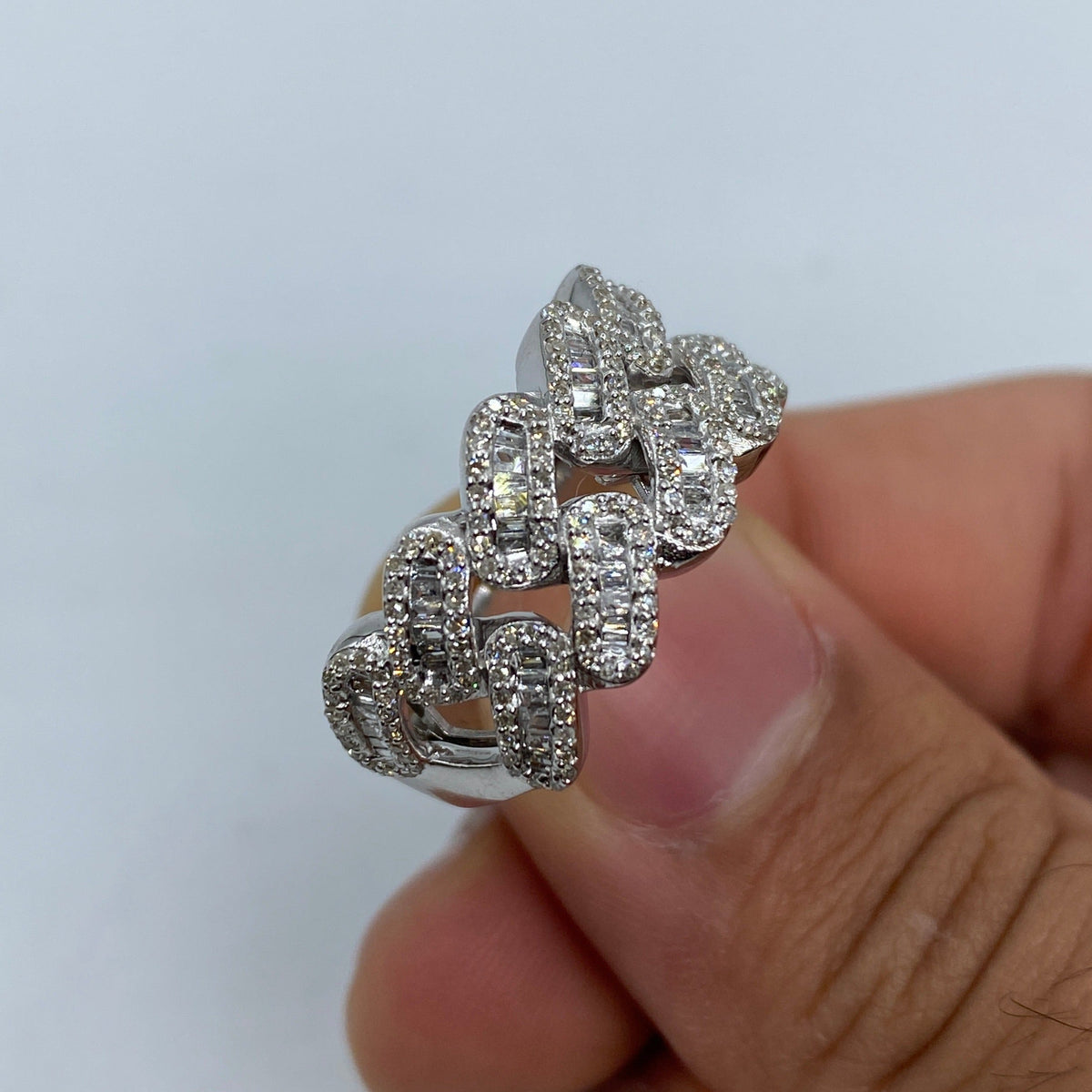 10K Gold Chubby Cuban Link Diamond Baguette Ring - additional product view 6