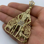 14K Gold Saint Lazarus CZ Pendant - additional product view 3